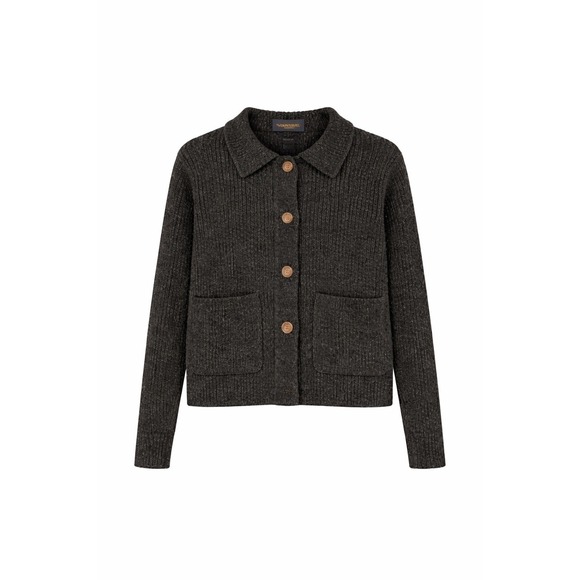 Black Heather Button Front Vintage Woolrich Cardigan-Size Small - Picture 2 of 6